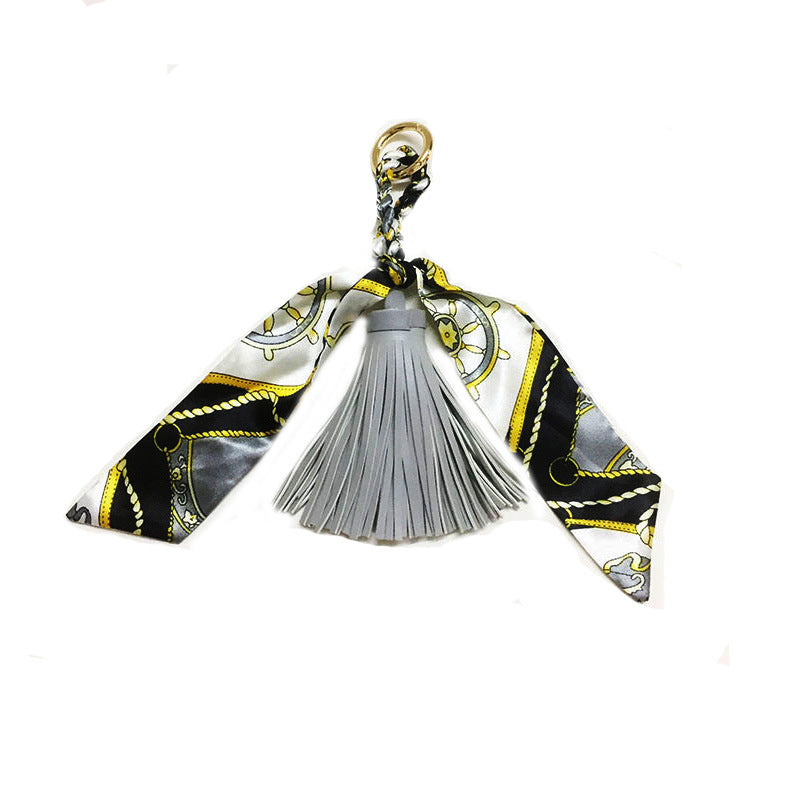 Wholesale Spring and Summer Leather Scarf Tassel Pendant Keychain